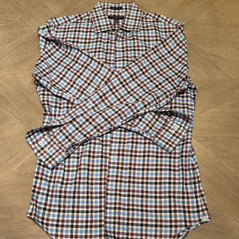 Banana Republic Blue Red White Plaid Shirt